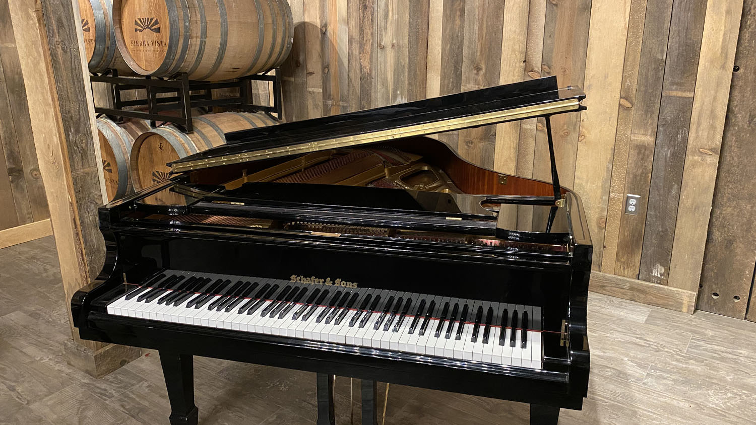 Schafer & Sons Piano in Event Room at Sierra Vista Winery