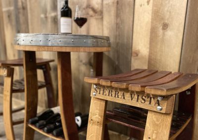 Tables and Stools made from Wine Barrels