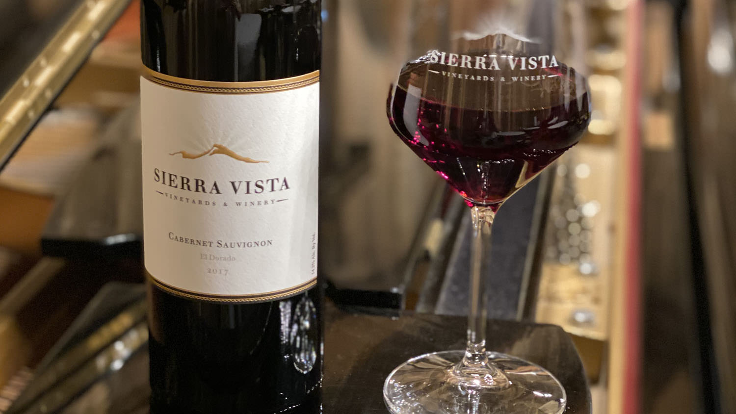 Sierra Vista Event Room - Bottle of Cabernet Sauvignon and a Glass of Wine